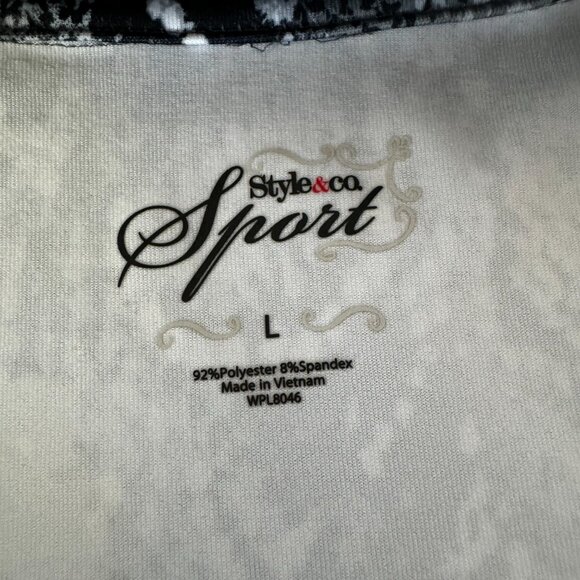 Style & Co. Sport Size L Gray Black Snakeskin Pattern Athletic Jacket Full Zip - Picture 8 of 14